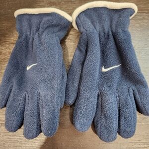Nike Navy Fleece Gloves with White Trim